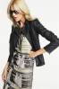 Leather Look PU Biker Jacket
