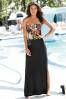 Black Shape Enhancing Trail Flower Maxi Dress