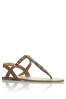 Tan Studded Jewelled Toe Thongs