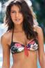Black Flower Bandeau Bikini Set: Bikini Top