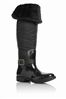 Black Faux Fur Trim Wellington Boots