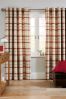 Red Woven Check Eyelet Curtains
