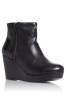 Black Zip Wedge Ankle Boots