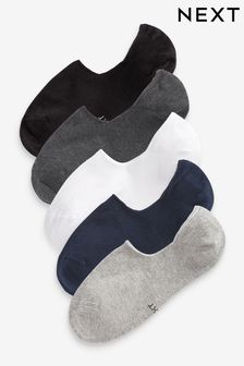 Grey Mixed Invisible Socks Five Pack