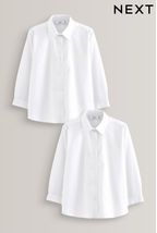 White Long Sleeve Formal Blouse Two Pack (3-16yrs)