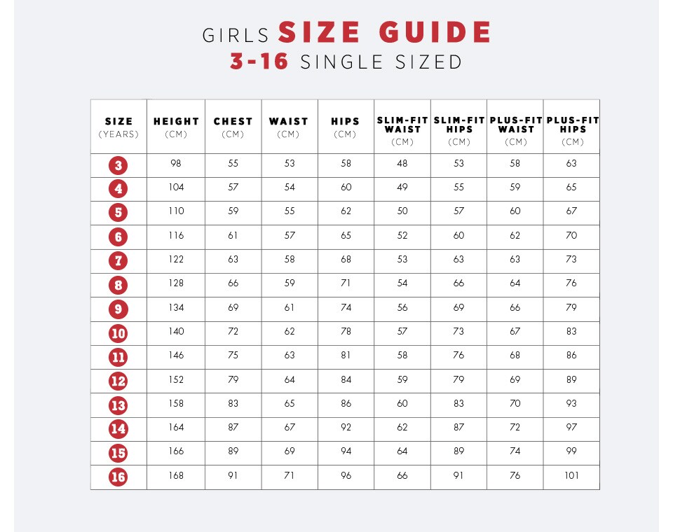 children s school wear sizing guide next official site girl scout size chart